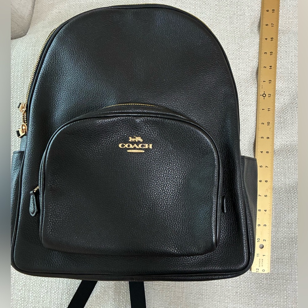 Coach EUC Black Leather Court Backpack with Gold Accents - Picture 13 of 16